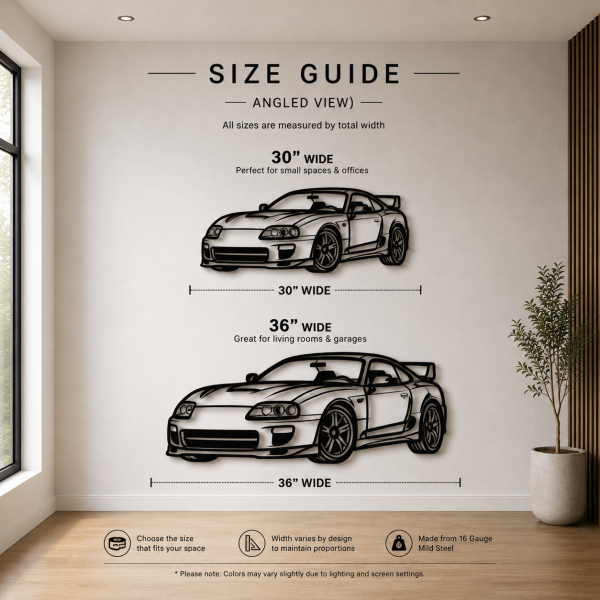 Toyota Supra MK4 Metal Wall Art Size Guide