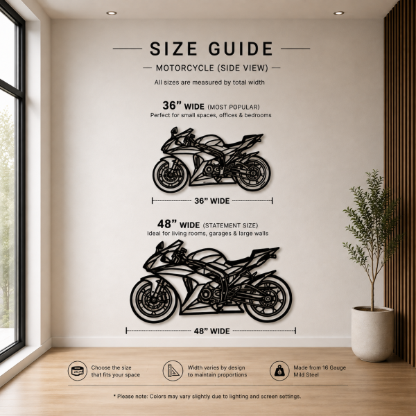 Kawasaki Ninja H2R Side Silhouette Metal Wall Art