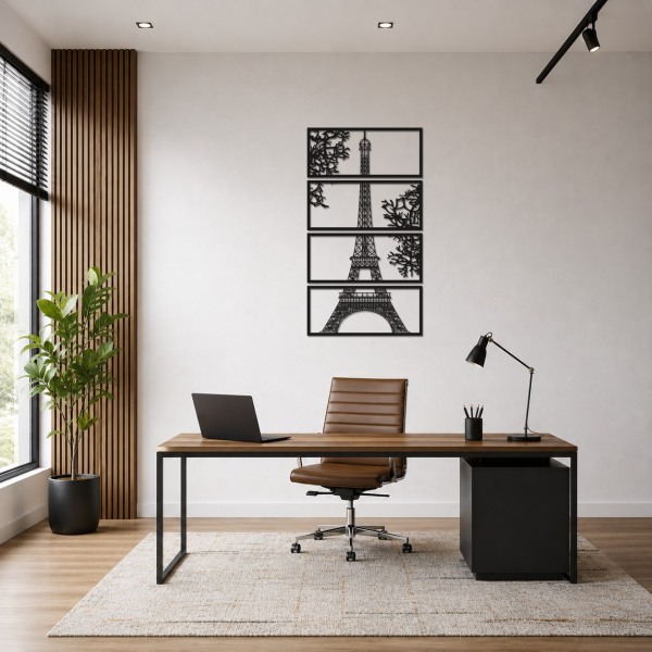 Split Eiffel Tower 4-Piece Metal Wall Art Set