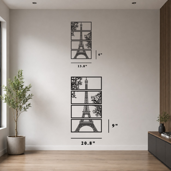 Split Eiffel Tower 4-Piece Metal Wall Art Set